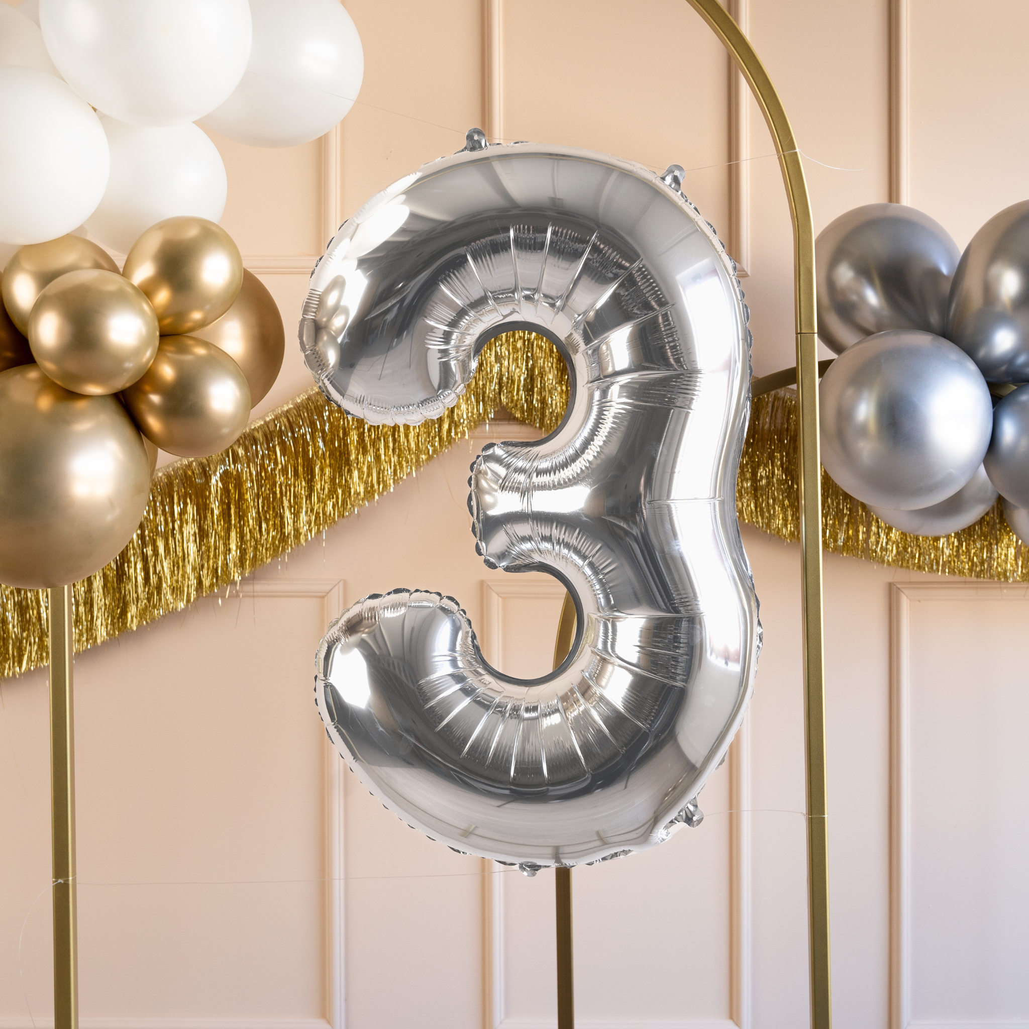Folienballon Zahl Mittelgroß Silber -hey-Party.de- Folienballons -#Variante_