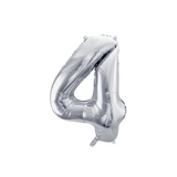 Folienballon Zahl Mittelgroß Silber -hey-Party.de- Folienballons -#Variante_ Zahl 4