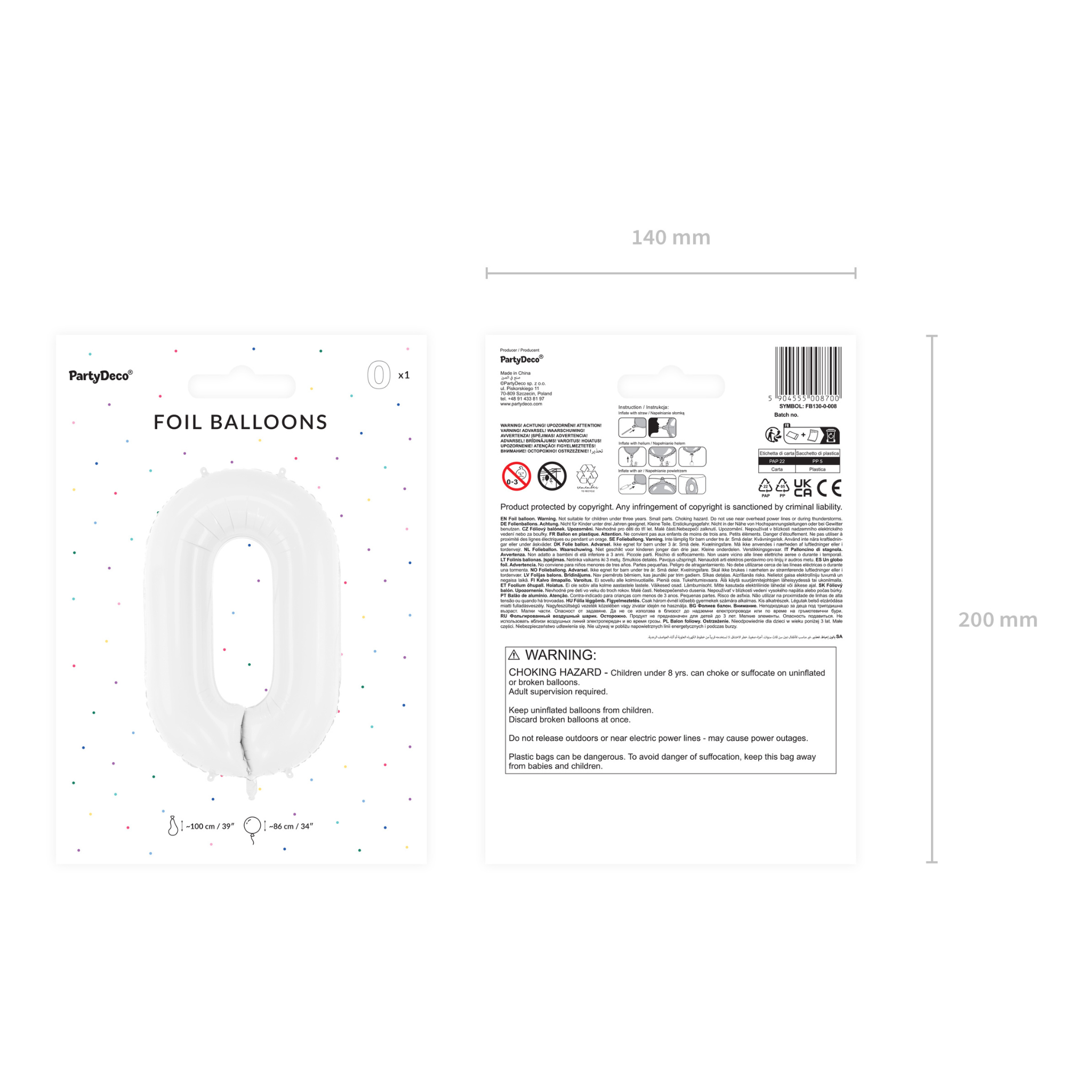 Folienballon XXL Zahl Weiß -hey-Party.de- Folienballons -#Variante_