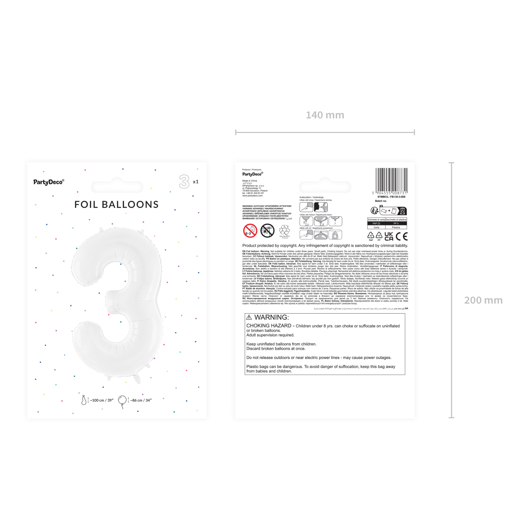 Folienballon XXL Zahl Weiß -hey-Party.de- Folienballons -#Variante_