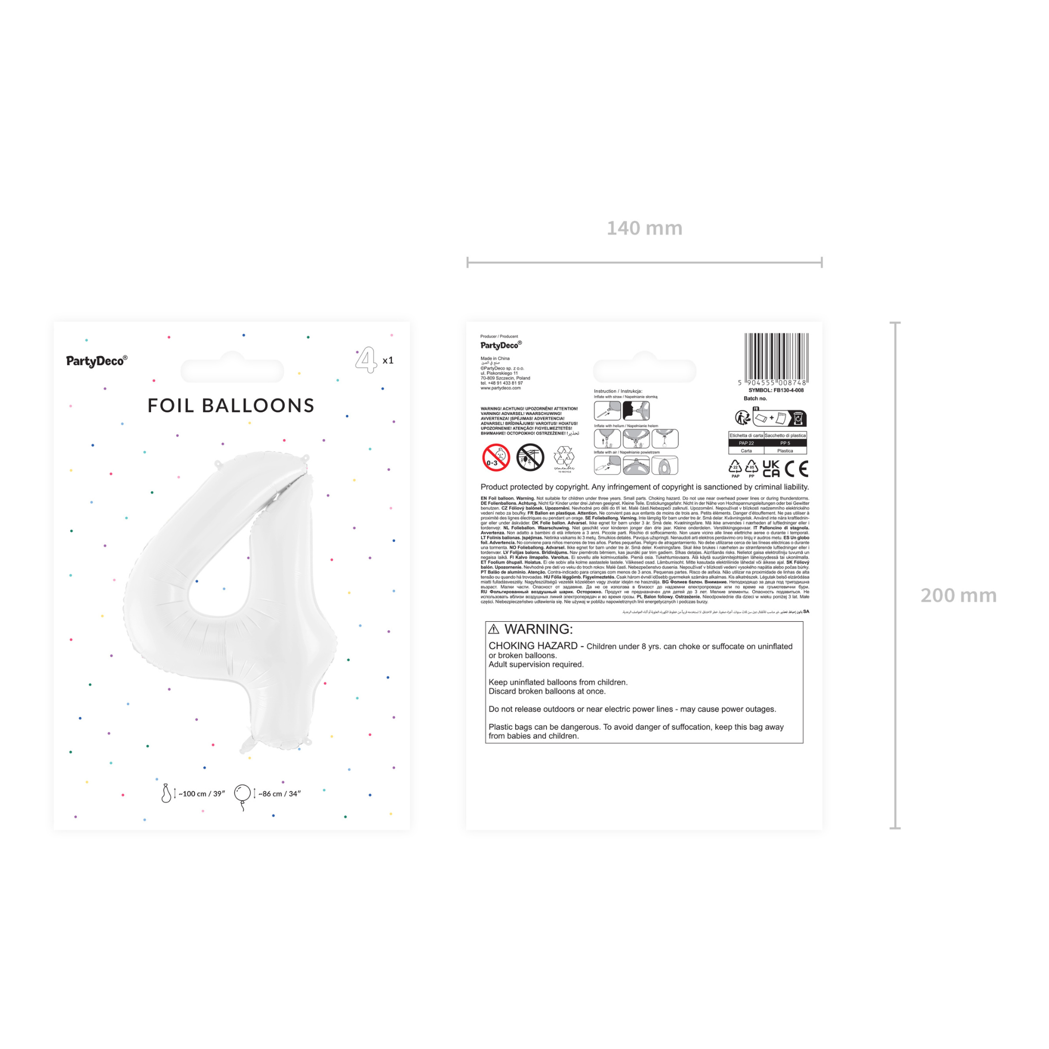 Folienballon XXL Zahl Weiß -hey-Party.de- Folienballons -#Variante_