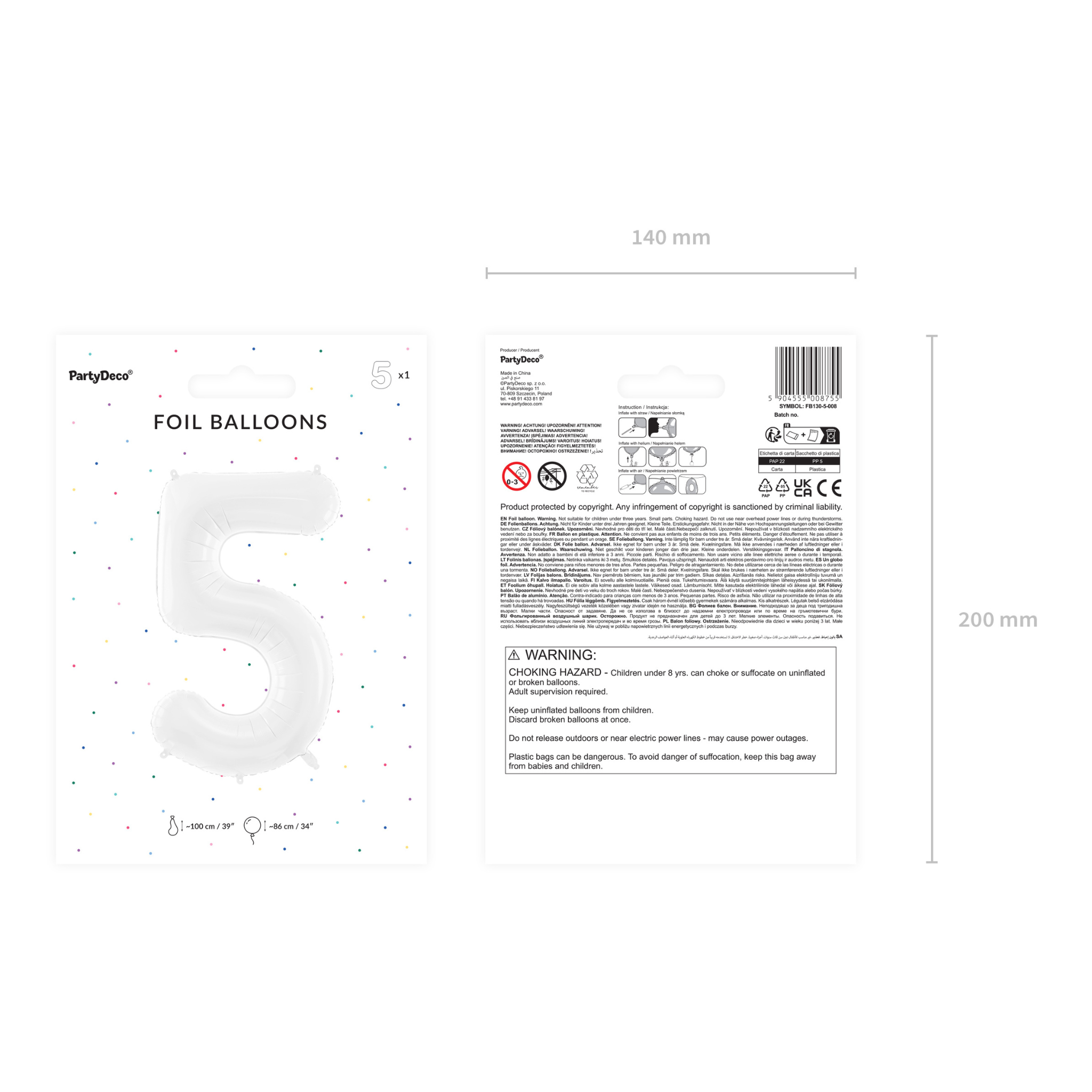 Folienballon XXL Zahl Weiß -hey-Party.de- Folienballons -#Variante_