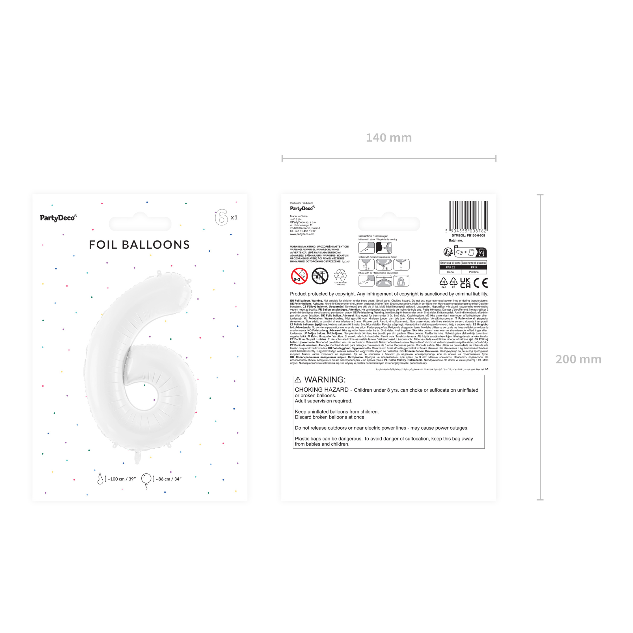 Folienballon XXL Zahl Weiß -hey-Party.de- Folienballons -#Variante_