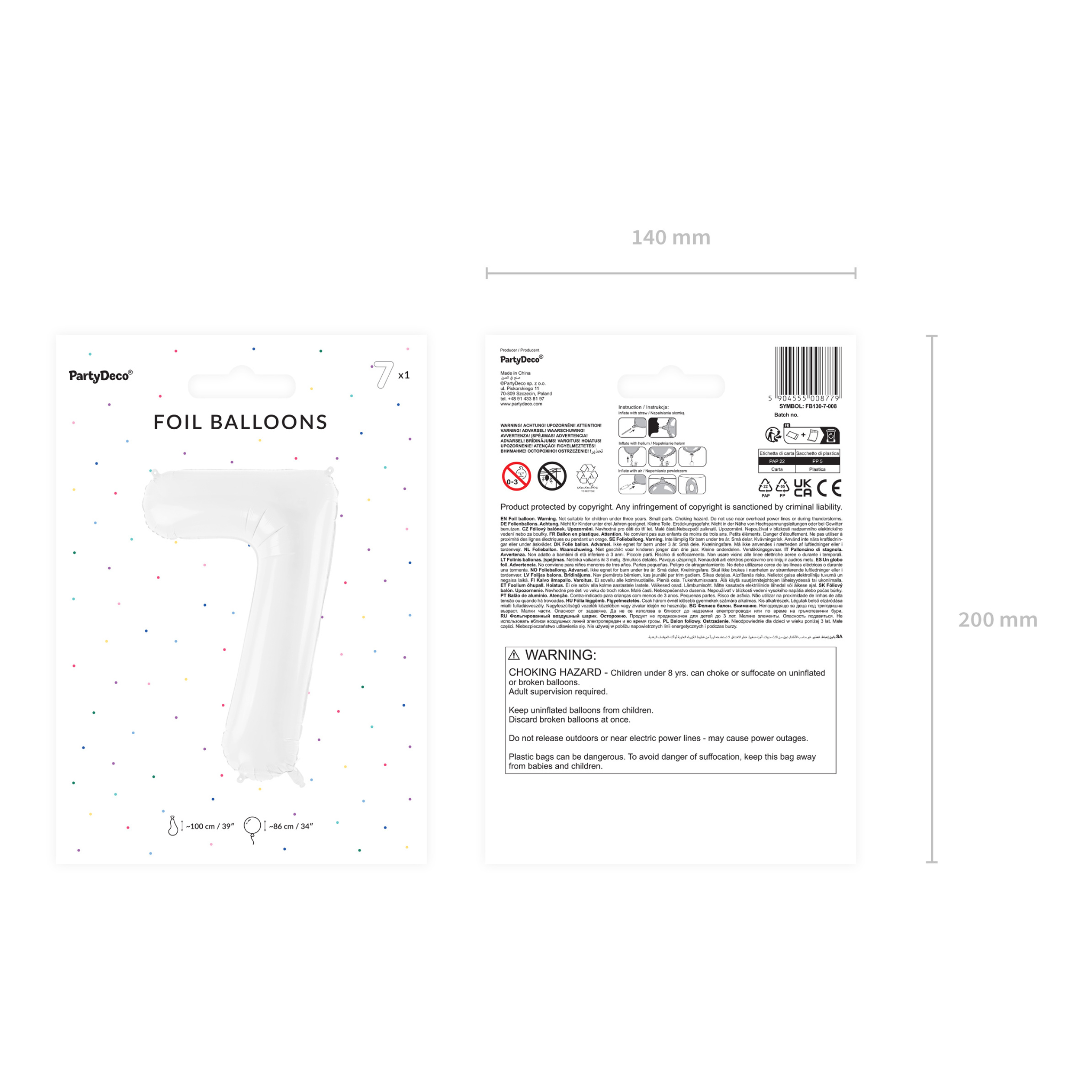 Folienballon XXL Zahl Weiß -hey-Party.de- Folienballons -#Variante_