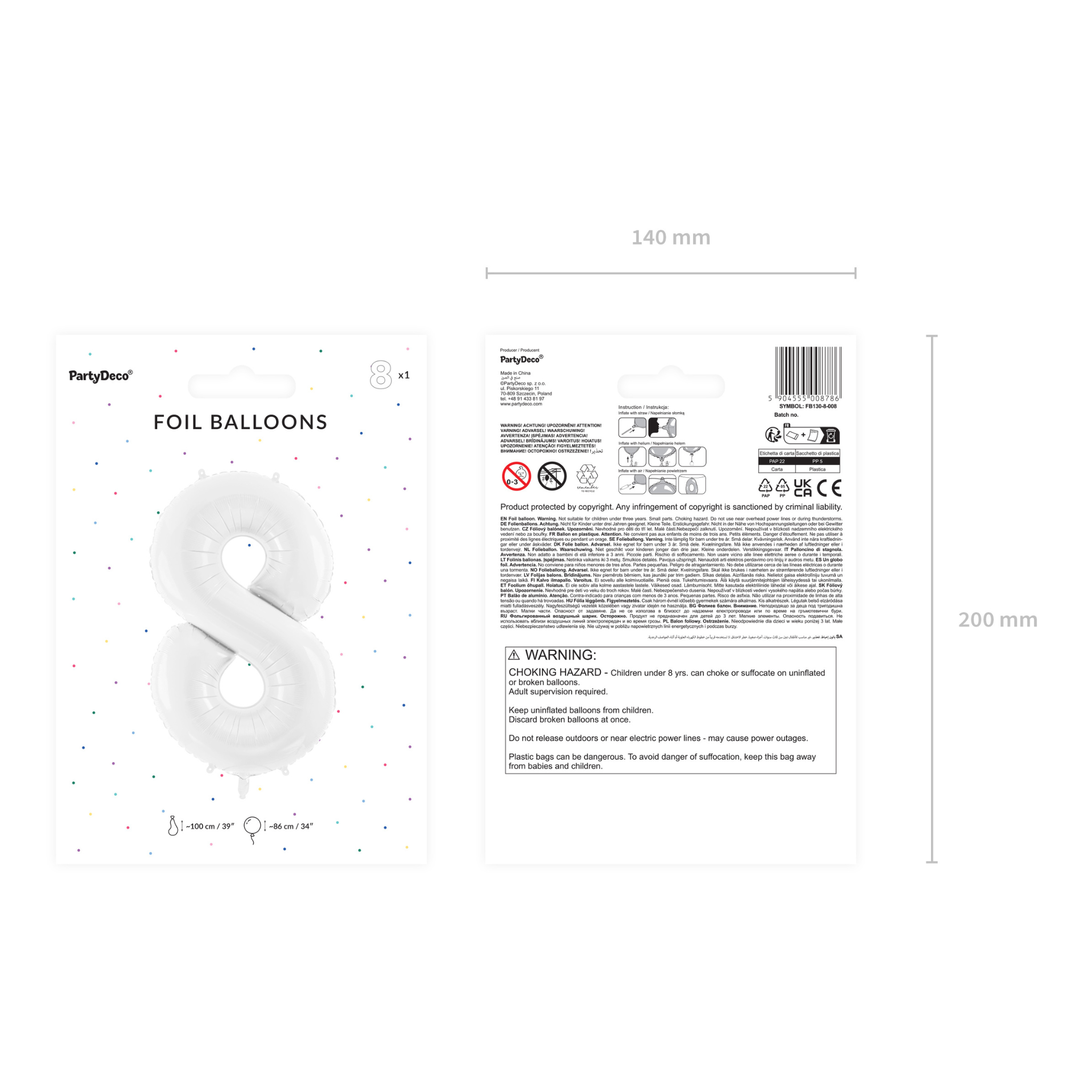 Folienballon XXL Zahl Weiß -hey-Party.de- Folienballons -#Variante_