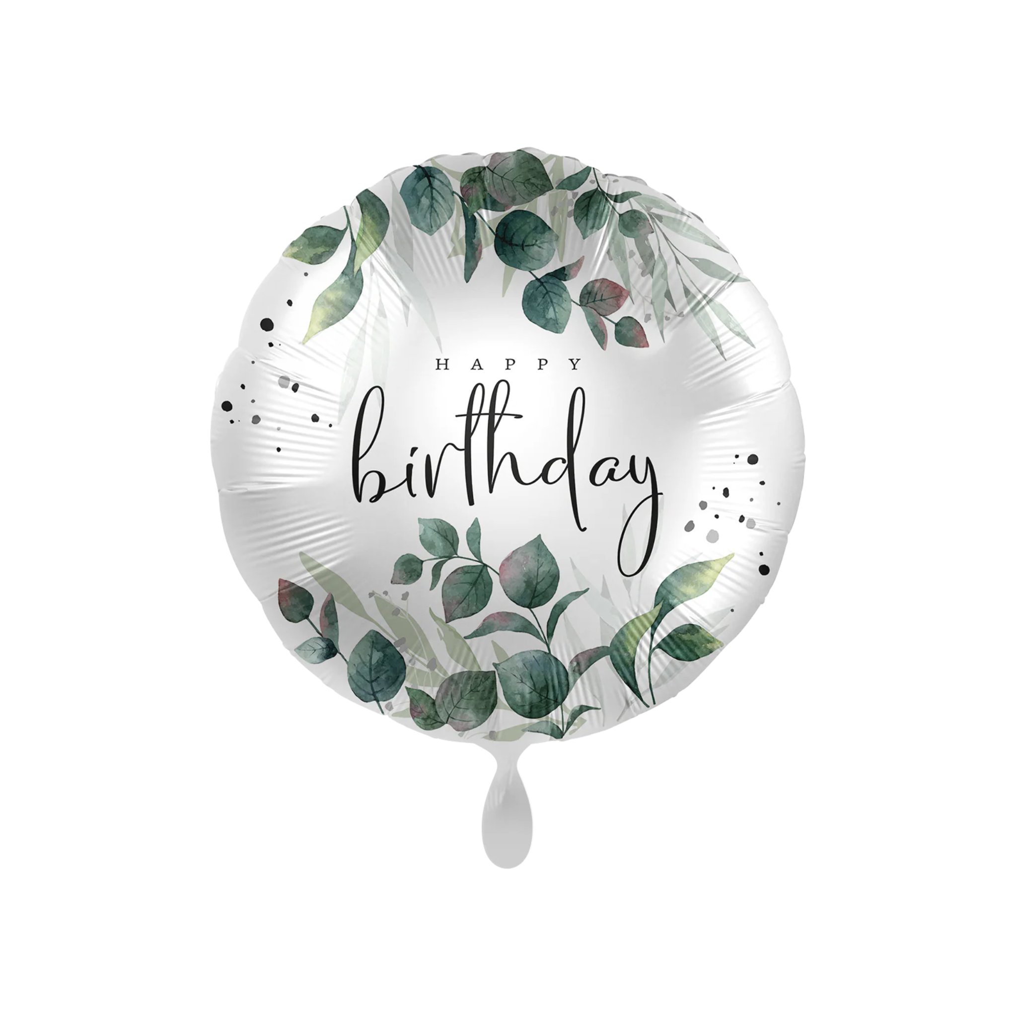 Folienballon rund "Happy Birthday" Blätter, ca. 35 cm