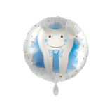 Folienballon rund "Herr Zahn" Blau, ca. 35 cm