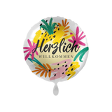 Folienballon rund „Herzlich Willkommen“ Aloha, ca. 35 cm