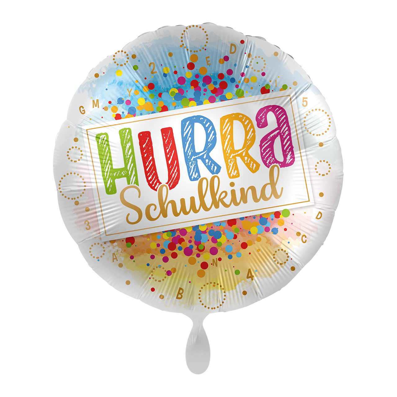 Folienballon rund "Hurra Schulkind" Bunt -hey-Party.de- Folienballons -#Variante_
