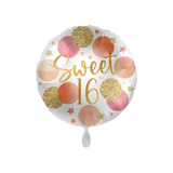 Folienballon rund "Sweet 16" Rosa & Gold -hey-Party.de- Folienballons -#Variante_