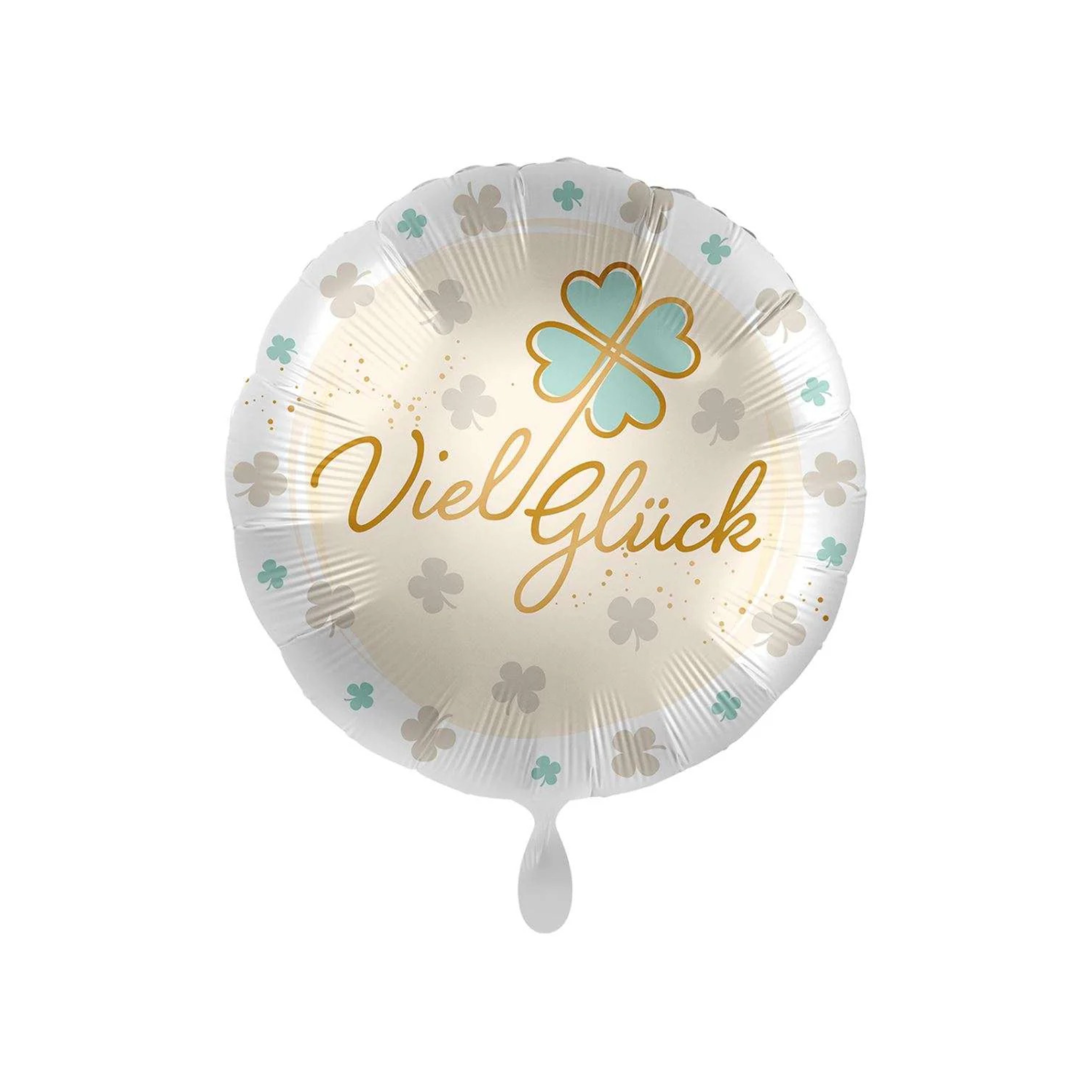 Folienballon rund "Viel Glück", Gold/Mint, ca. 35 cm