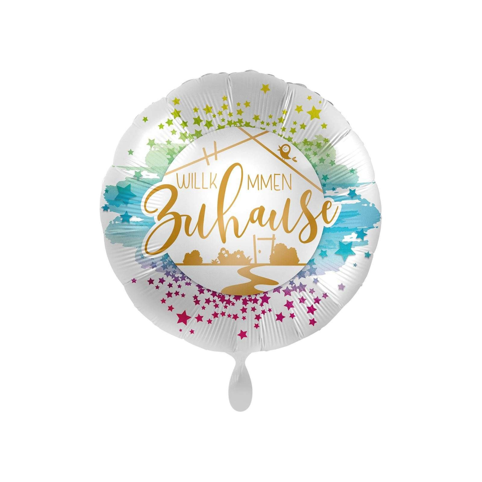 Folienballon rund Willkommen Zuhause, ca. 35 cm
