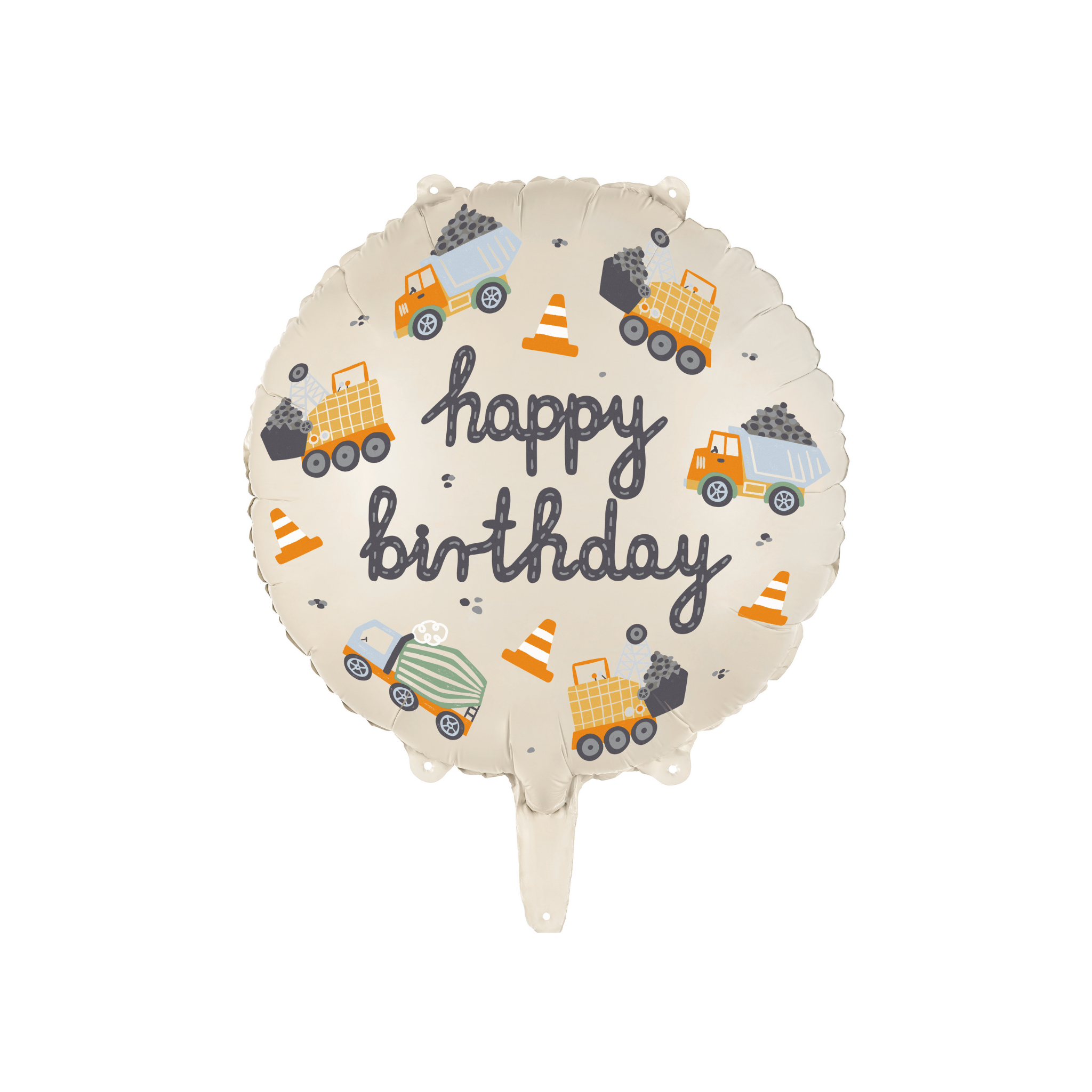 Folienballon rund "Happy Birthday" Baustelle -hey-Party.de- Folienballons -#Variante_