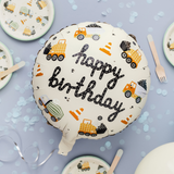 Folienballon rund "Happy Birthday" Baustelle -hey-Party.de- Folienballons -#Variante_