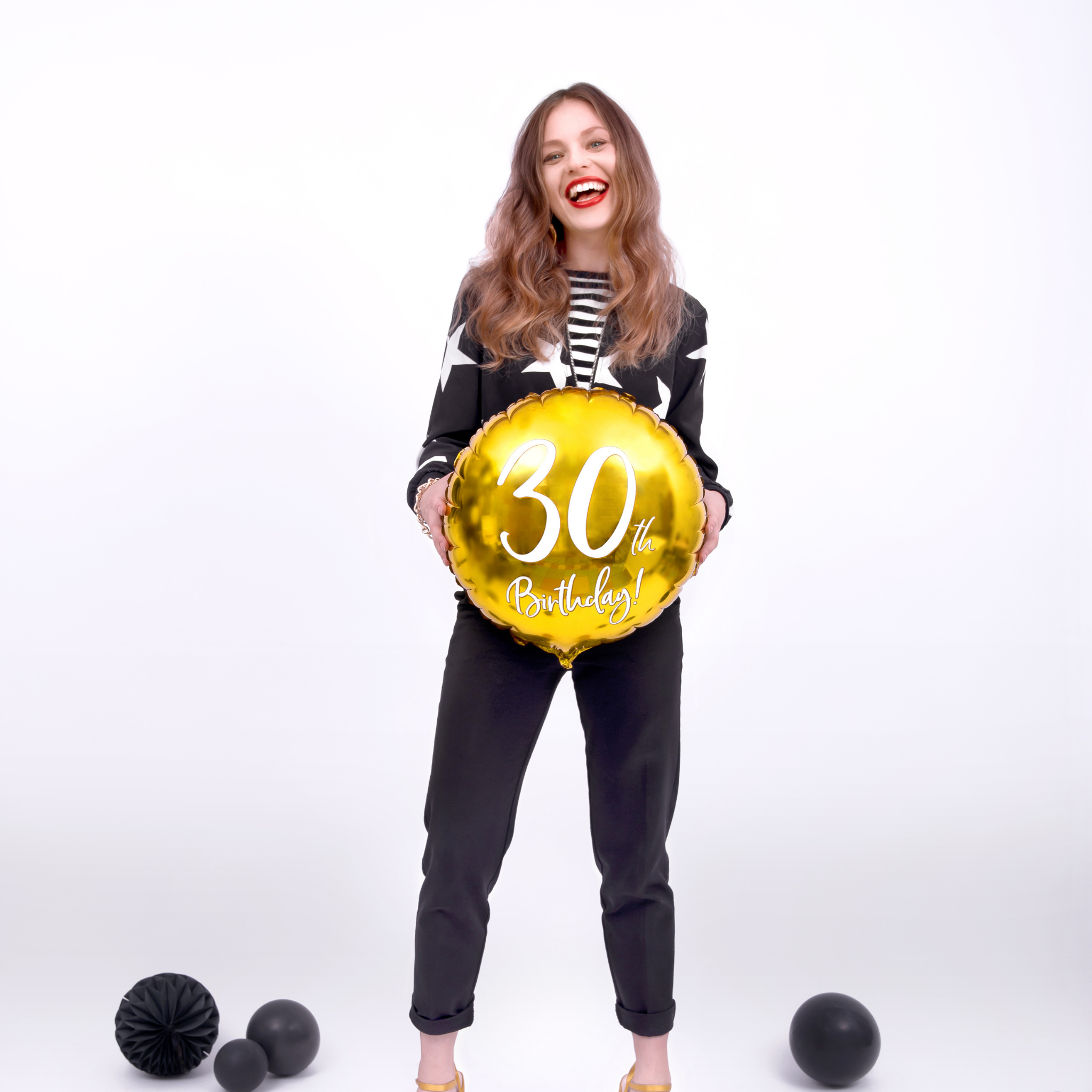 Folienballon rund "30th Birthday" -hey-Party.de- Folienballons -#Variante_