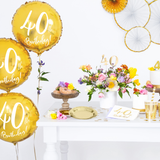 Folienballon rund "40th Birthday" Gold -hey-Party.de- Folienballons -#Variante_