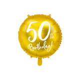 Folienballon rund "50th Birthday" Gold -hey-Party.de- Folienballons -#Variante_