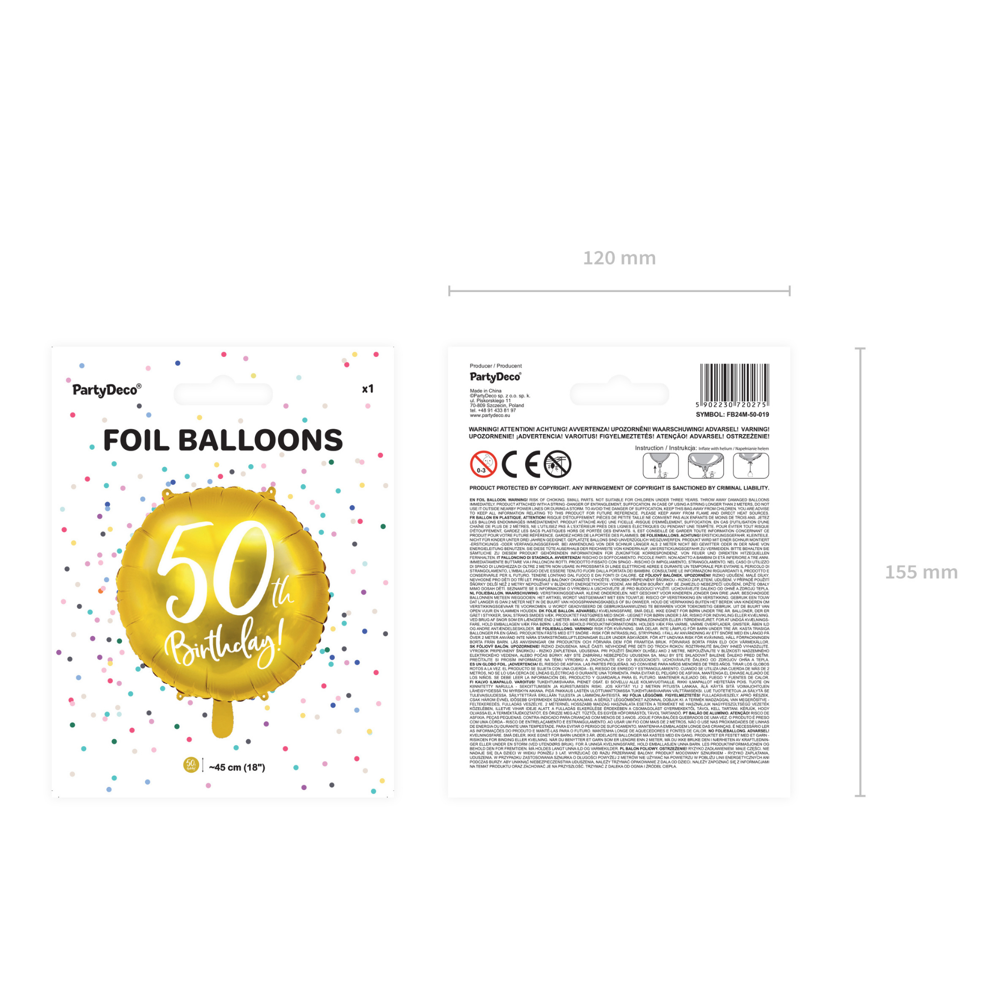 Folienballon rund "50th Birthday" Gold -hey-Party.de- Folienballons -#Variante_