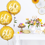 Folienballon rund "60th Birthday" Gold -hey-Party.de- Folienballons -#Variante_