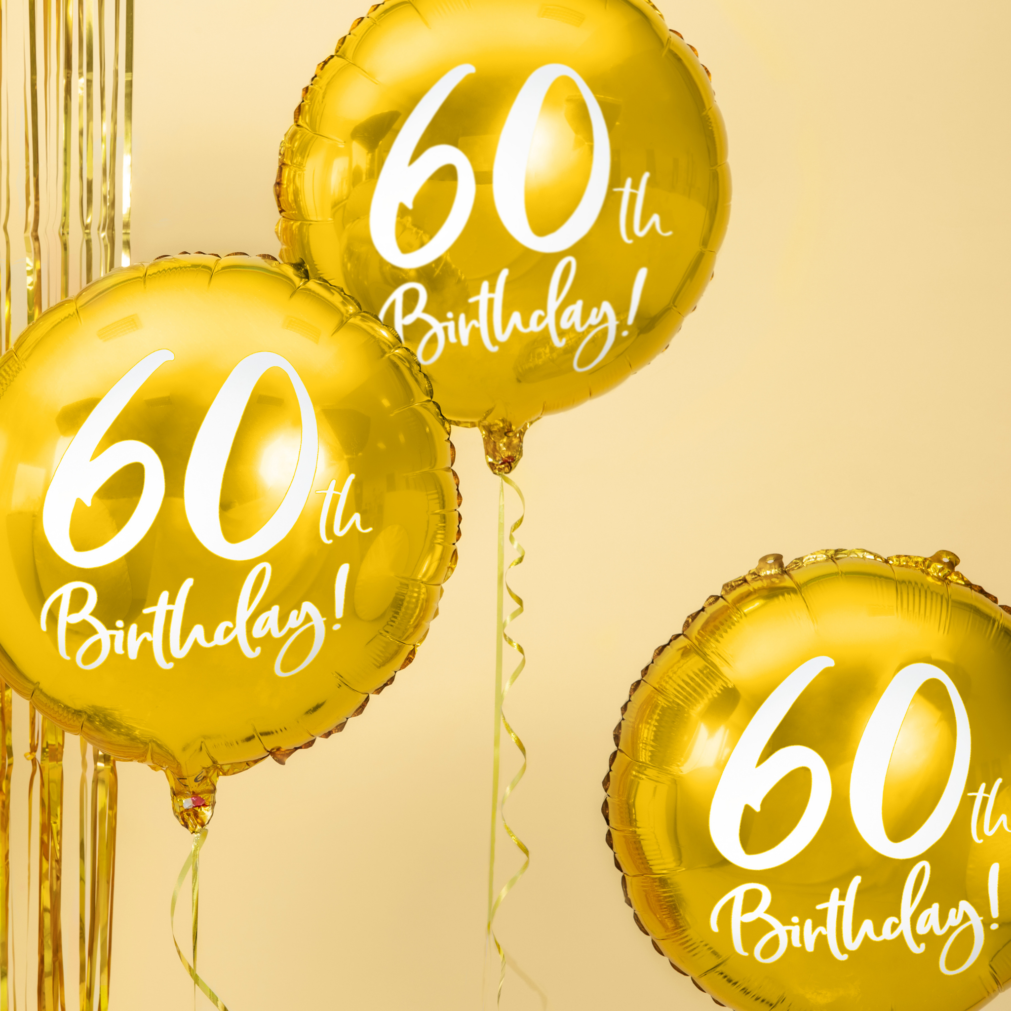 Folienballon rund "60th Birthday" Gold -hey-Party.de- Folienballons -#Variante_