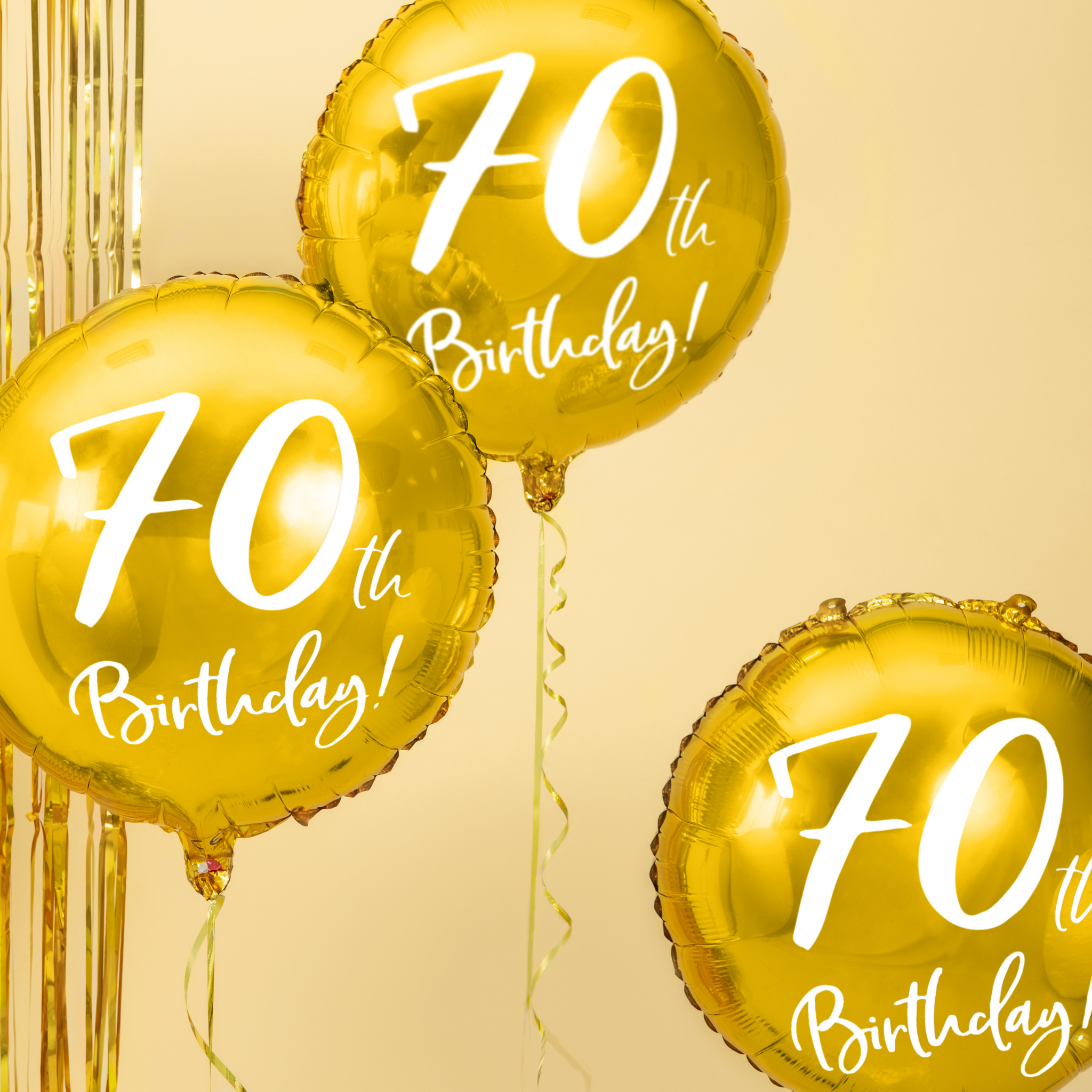 Folienballon rund "70th Birthday" Gold -hey-Party.de- Folienballons -#Variante_