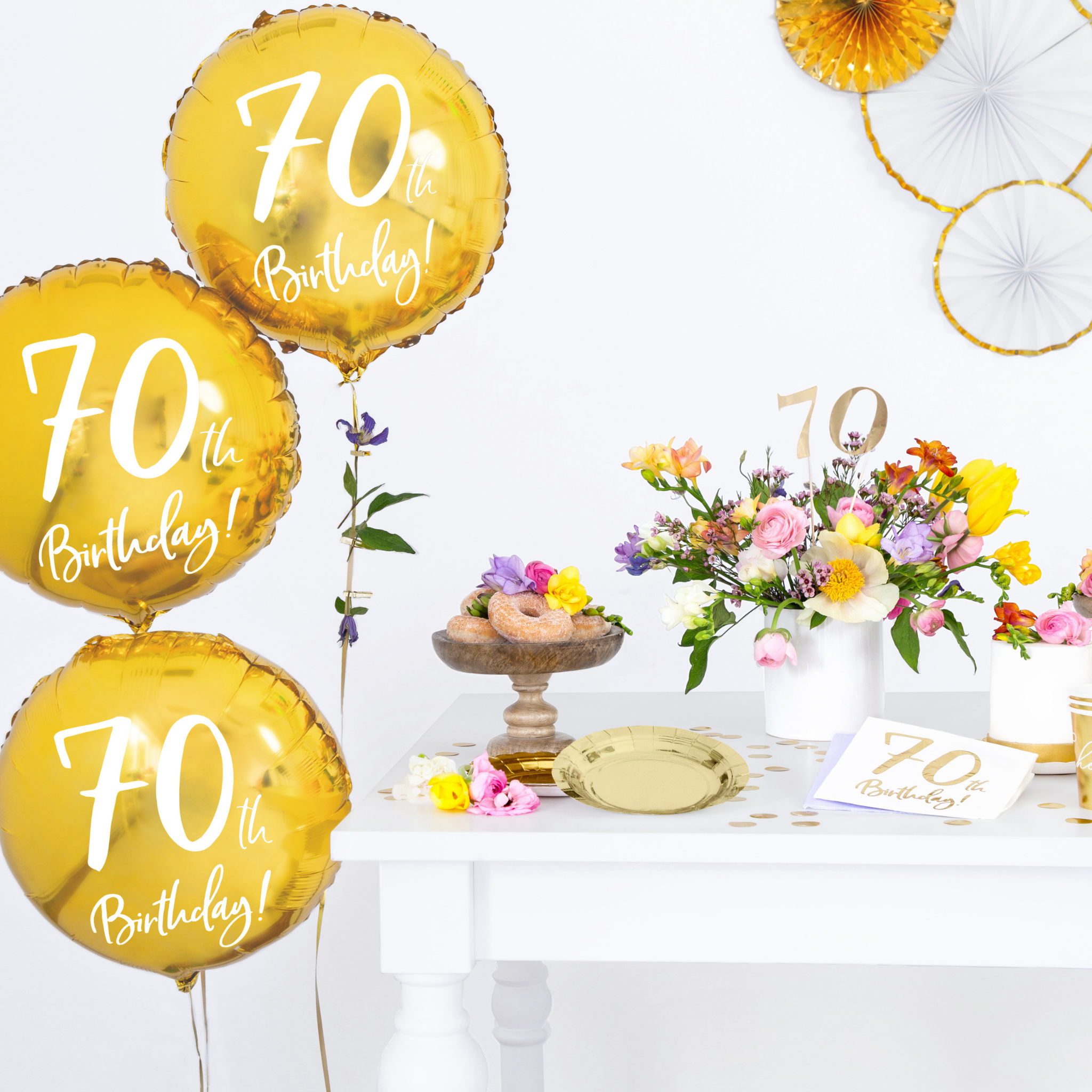 Folienballon rund "70th Birthday" Gold -hey-Party.de- Folienballons -#Variante_