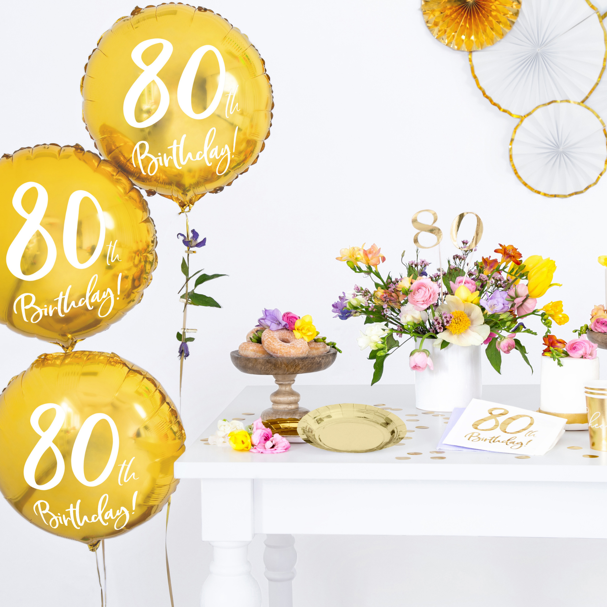 Folienballon rund "80th Birthday" Gold -hey-Party.de- Folienballons -#Variante_