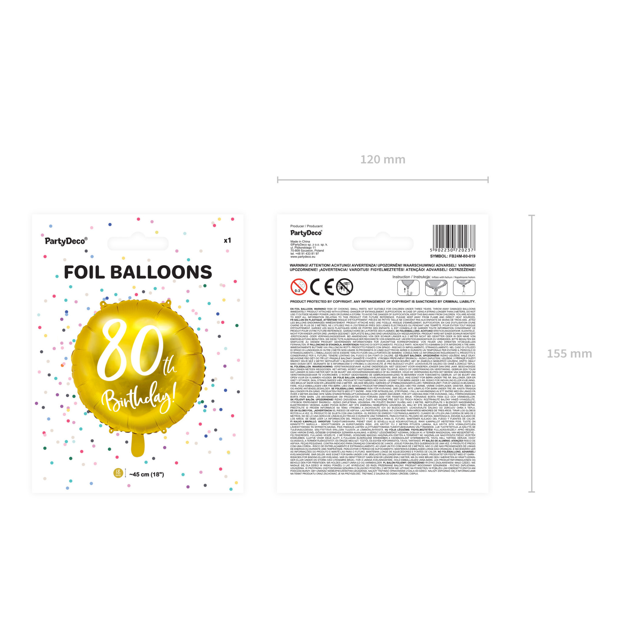 Folienballon rund "80th Birthday" Gold -hey-Party.de- Folienballons -#Variante_