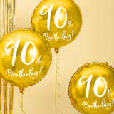 Folienballon rund "90th Birthday" Gold -hey-Party.de- Folienballons -#Variante_