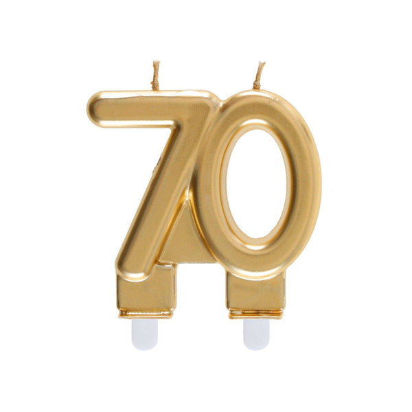 Geburtstagskerze „70", Gold Zahlenkerzen Hey Party