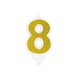 Zahlenkerze Glitzer Gold -hey-Party.de- Zahlenkerzen -#Variante_ Zahl 8