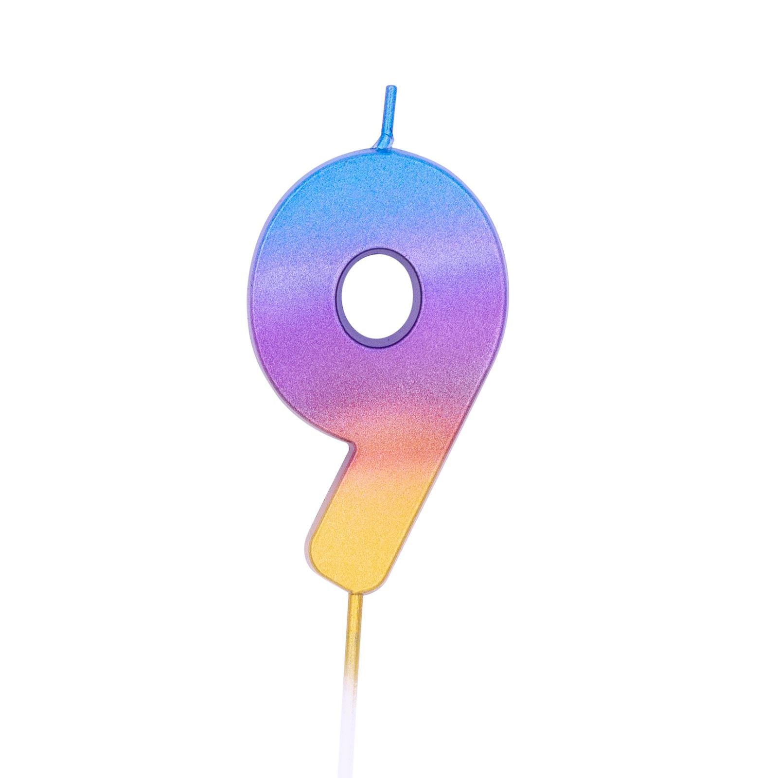 Zahlenkerze in Rainbow Ombre -hey-Party.de- Zahlenkerzen -#Variante_ Zahl 9