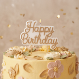 Geburtstagskerze "Happy Birthday" Gold -hey-Party.de- Geburtstagskerzen -#Variante_