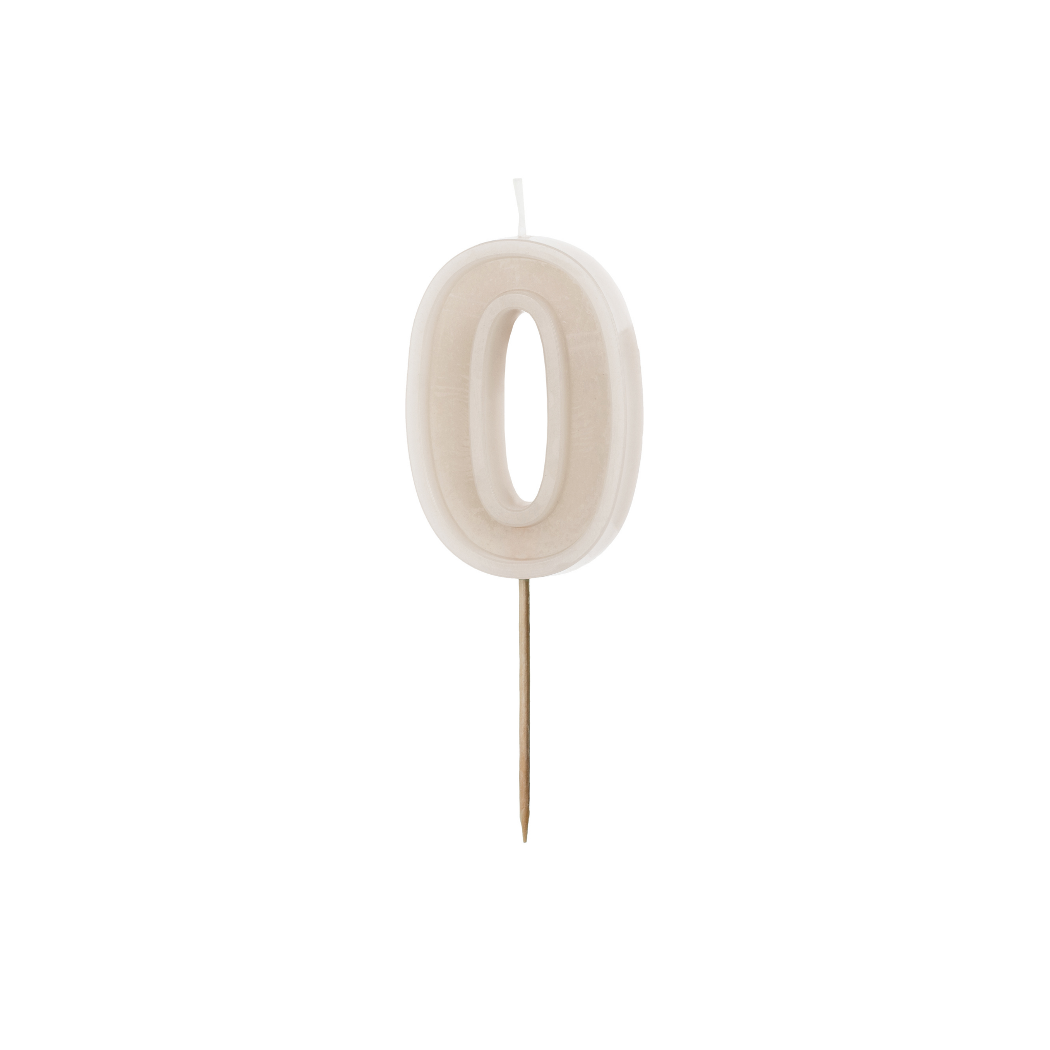 Zahlenkerze Beige -hey-Party.de- Zahlenkerzen -#Variante_ Zahl 0