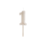 Zahlenkerze Beige -hey-Party.de- Zahlenkerzen -#Variante_ Zahl 1
