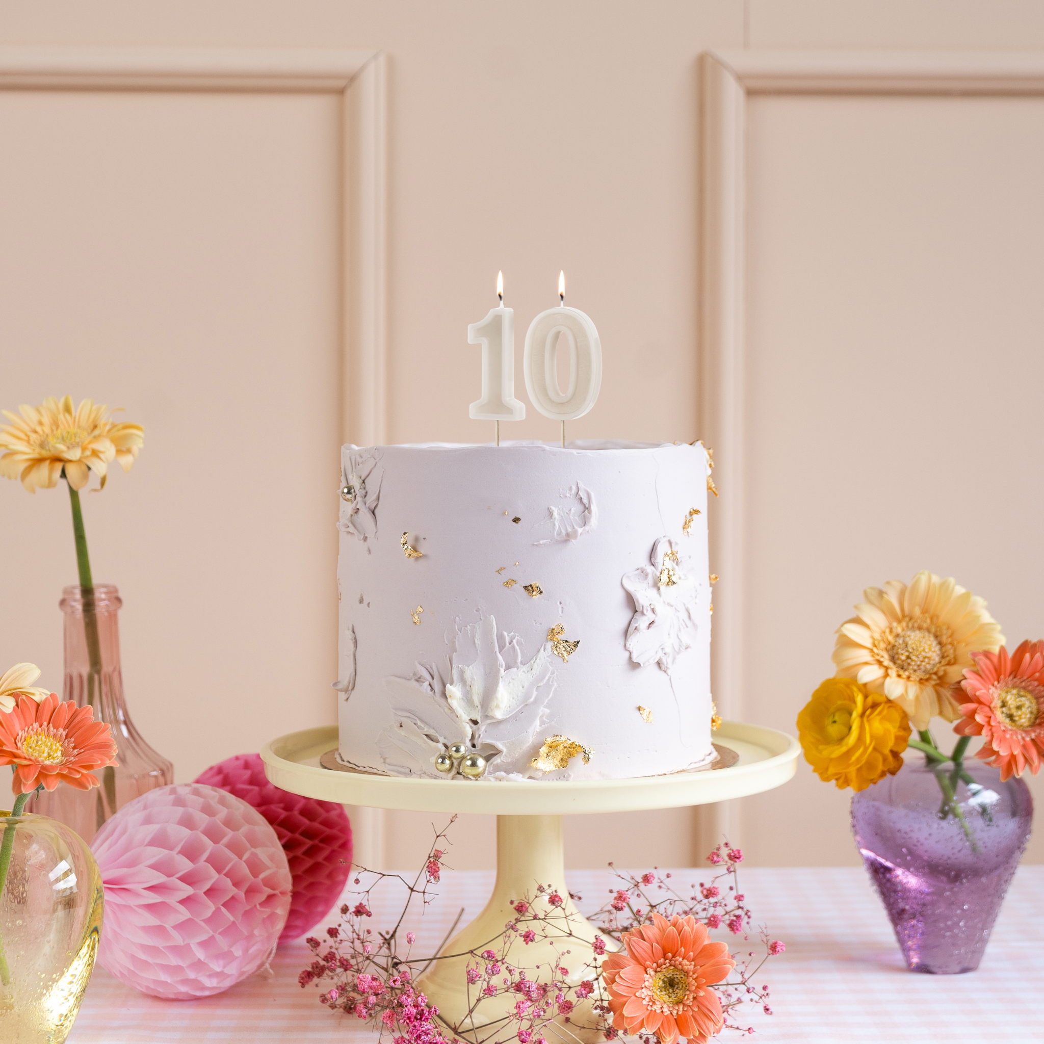 Zahlenkerze Beige -hey-Party.de- Zahlenkerzen -#Variante_