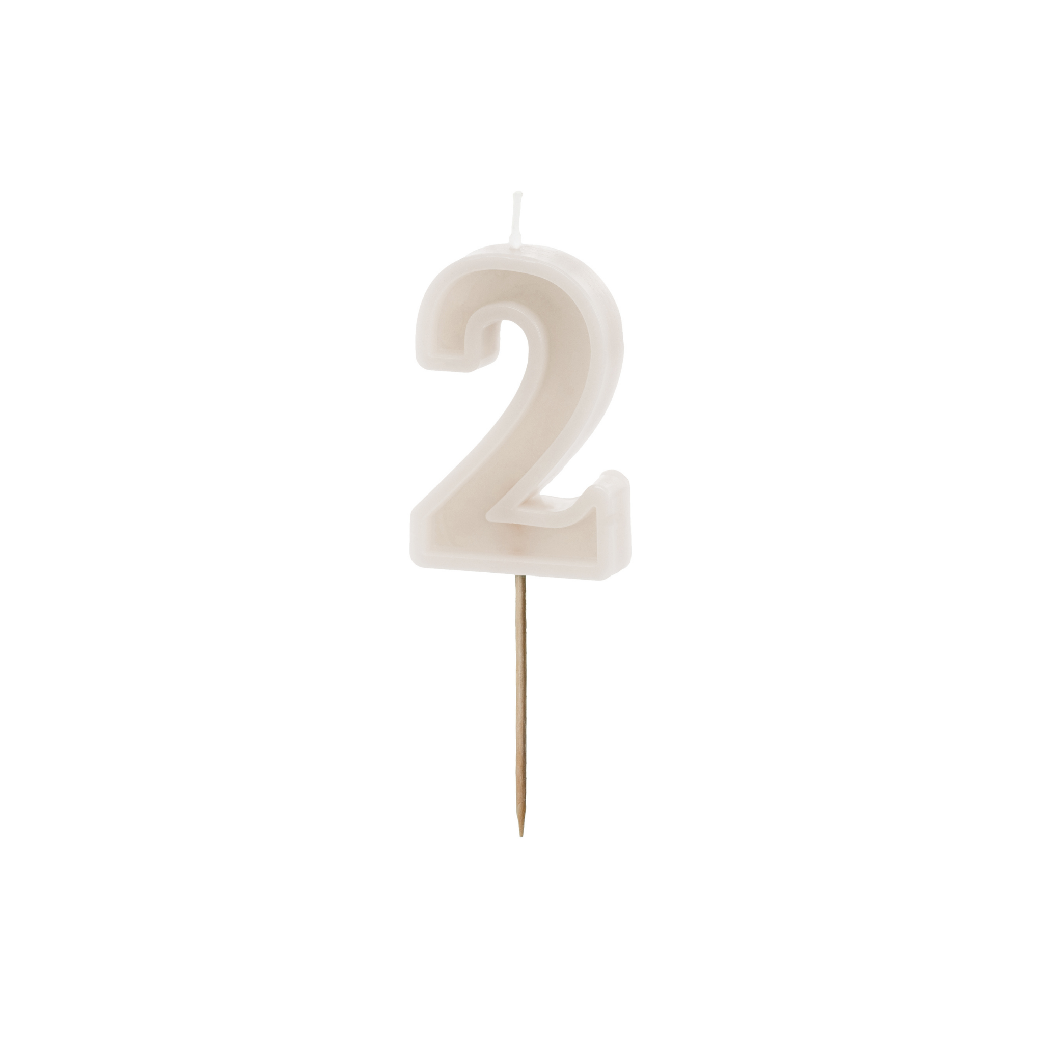 Zahlenkerze Beige -hey-Party.de- Zahlenkerzen -#Variante_ Zahl 2
