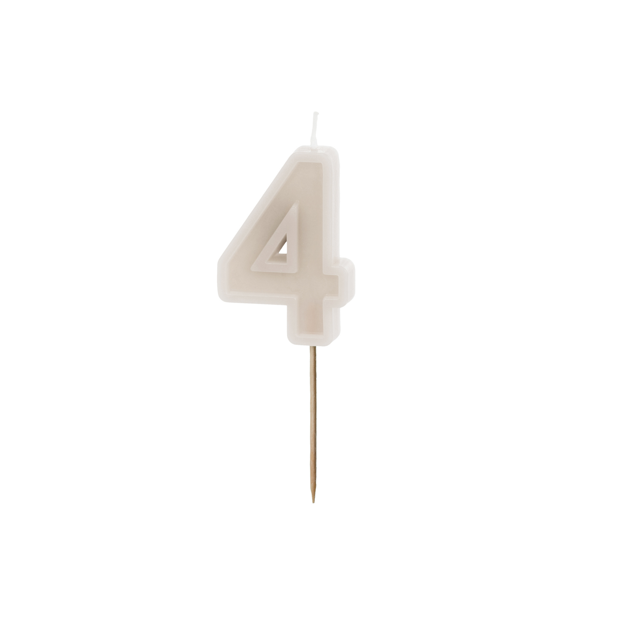 Zahlenkerze Beige -hey-Party.de- Zahlenkerzen -#Variante_ Zahl 4