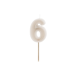 Zahlenkerze Beige -hey-Party.de- Zahlenkerzen -#Variante_ Zahl 6