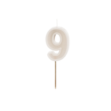 Zahlenkerze Beige -hey-Party.de- Zahlenkerzen -#Variante_ Zahl 9