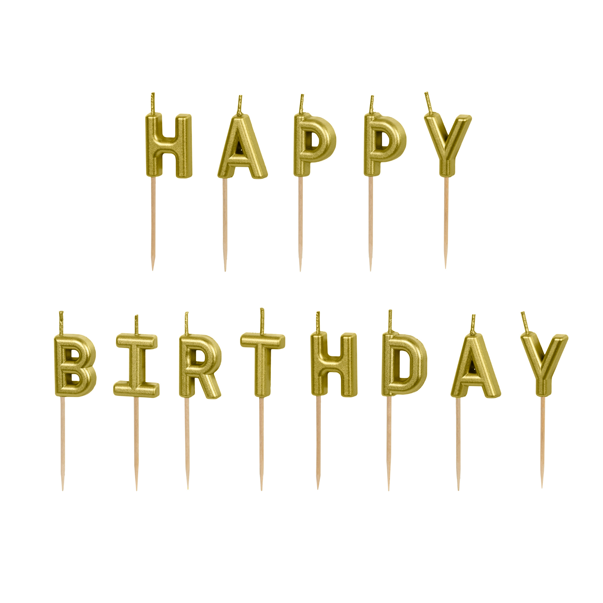 Geburtstagskerzen "Happy Birthday" Gold -hey-Party.de- Geburtstagskerzen -#Variante_