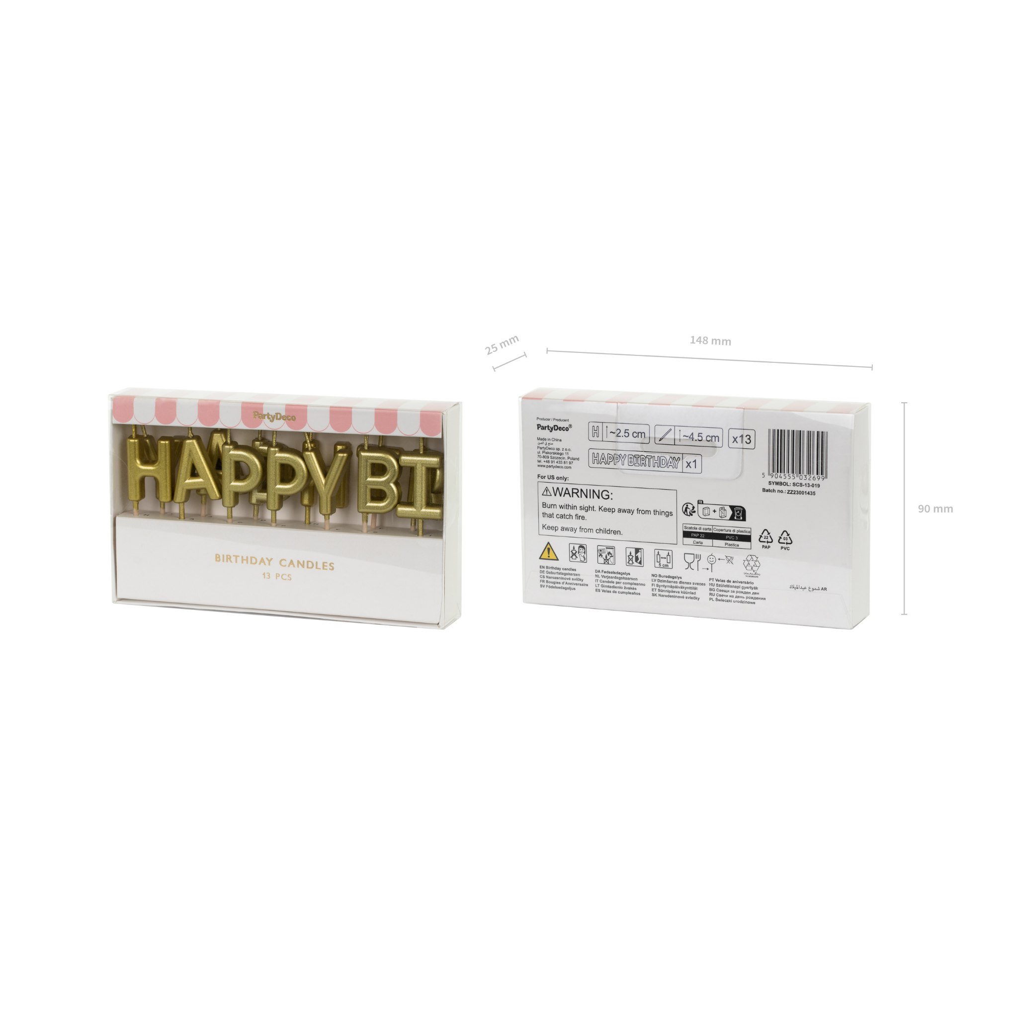 Geburtstagskerzen "Happy Birthday" Gold -hey-Party.de- Geburtstagskerzen -#Variante_
