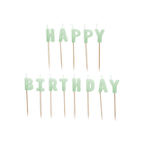 Geburtstagskerzen "Happy Birthday" in Hellgrün -hey-Party.de- Geburtstagskerzen -#Variante_