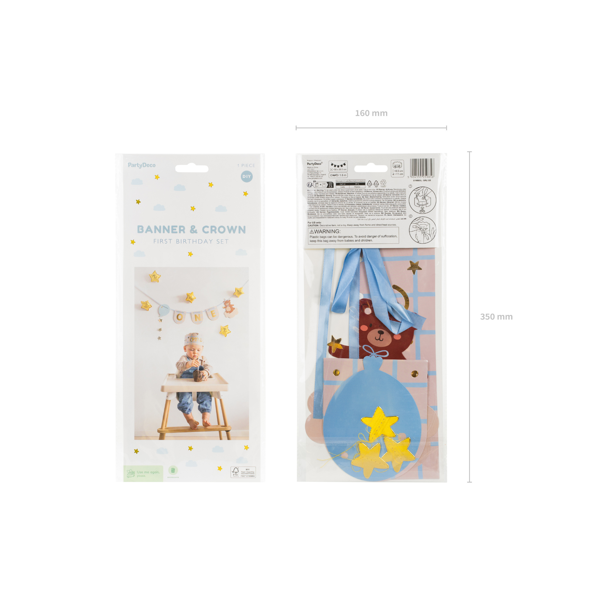 Set Stuhl-Girlande & Krone Teddybär -hey-Party.de- Girlanden -#Variante_