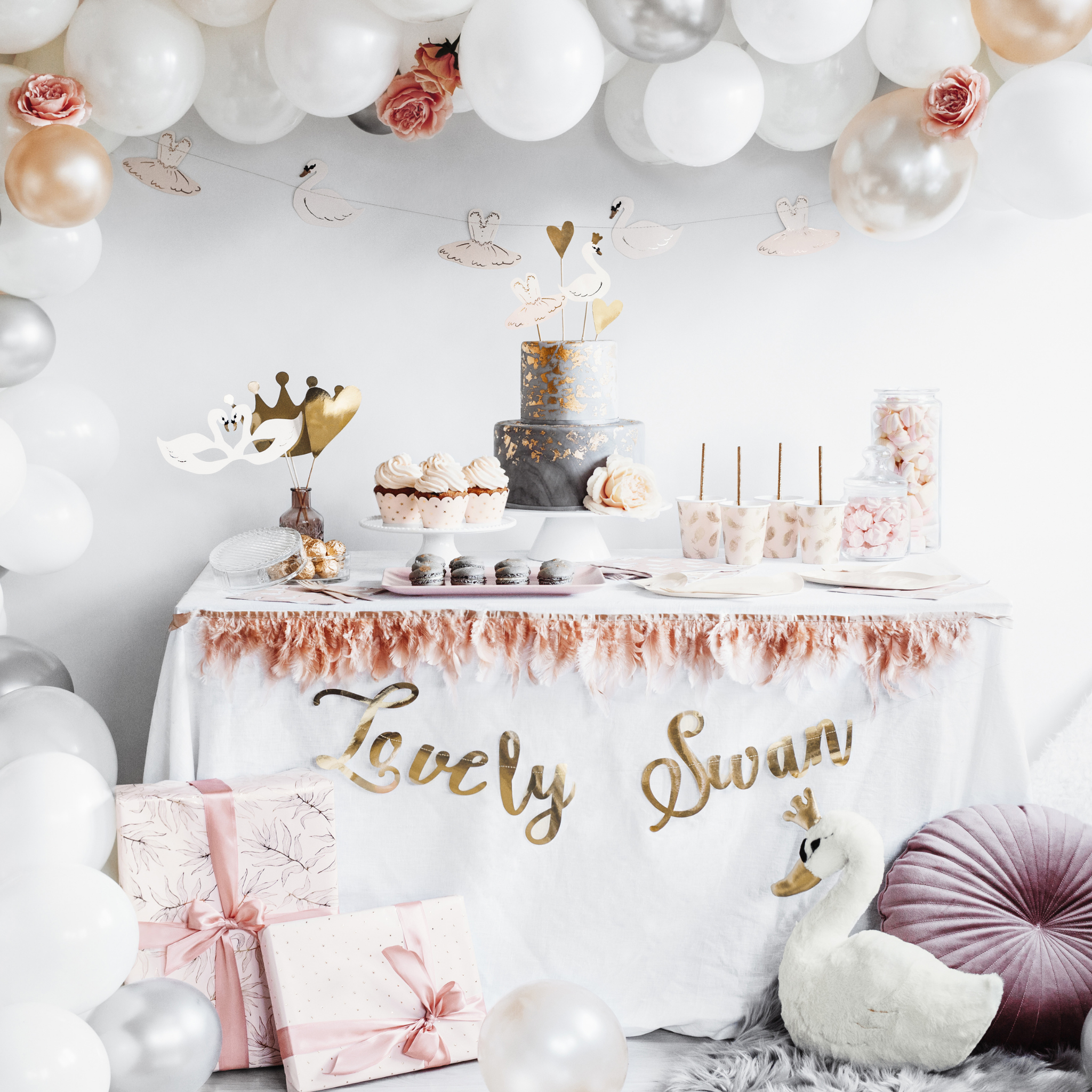 Geschenkpapier-Set Rosa & Gold -hey-Party.de- Geschenkverpackung -#Variante_