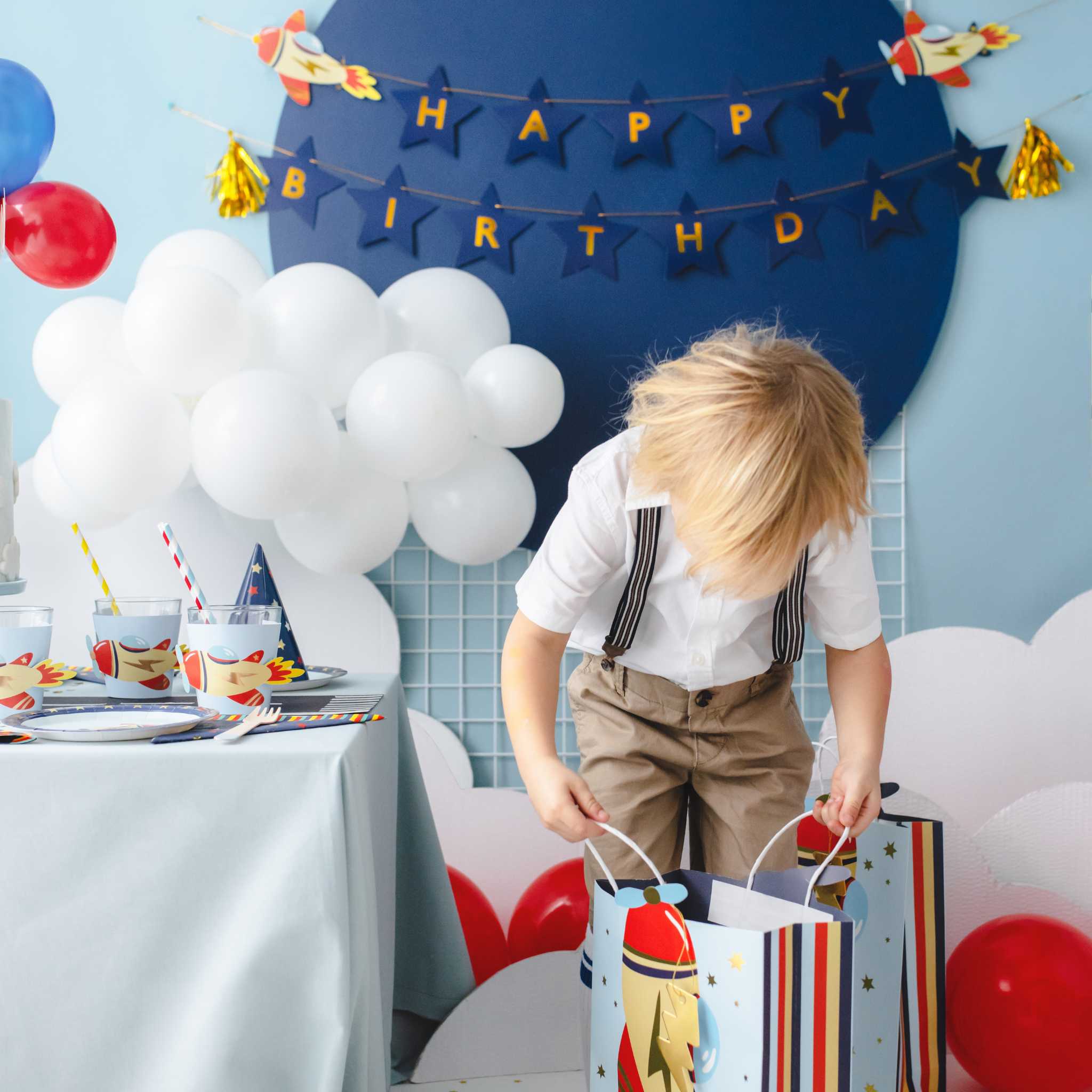 Girlande "Happy Birthday" Flugzeuge -hey-Party.de- Girlanden -#Variante_