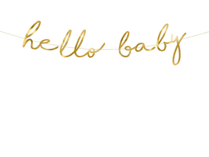 Girlande "Hello Baby", 18x70 cm, Gold Girlanden Hey Party