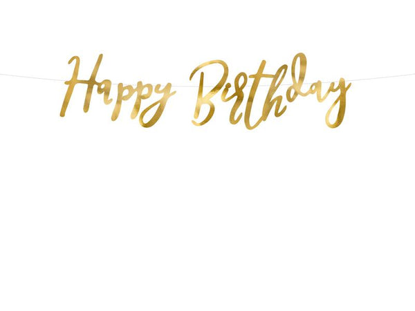Girlande Schriftzug "Happy Birthday", Gold Girlanden Hey Party