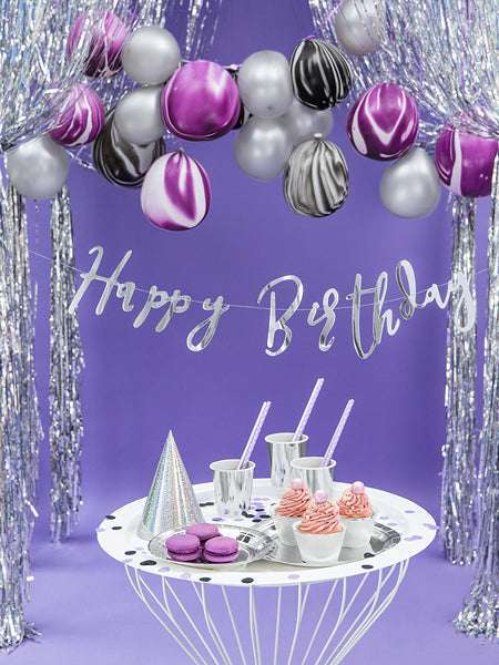 Girlande Schriftzug "Happy Birthday“, Silber Girlanden Hey Party