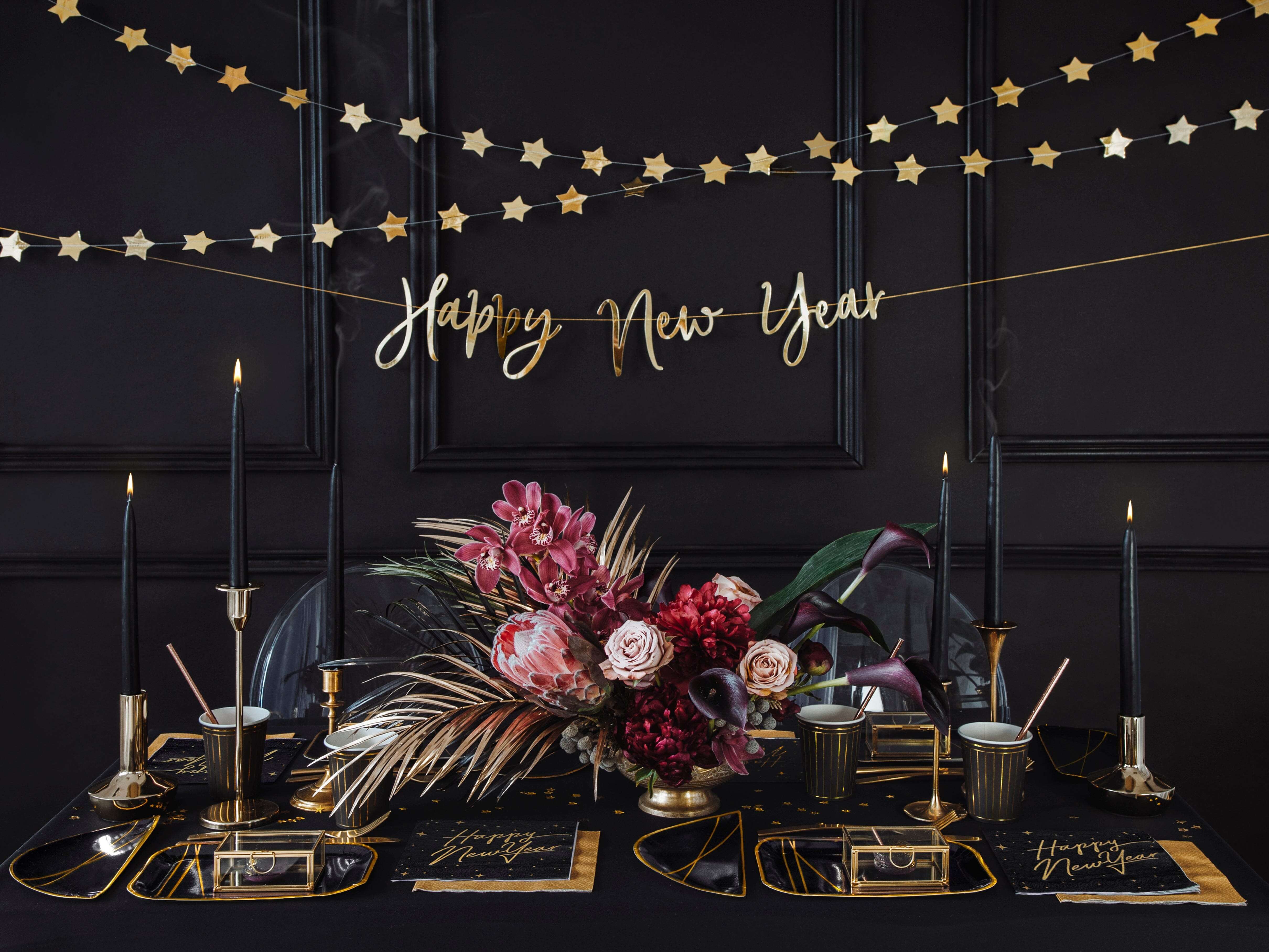 Girlande "Happy New Year", gold -hey-Party.de- Girlanden -#Variante_